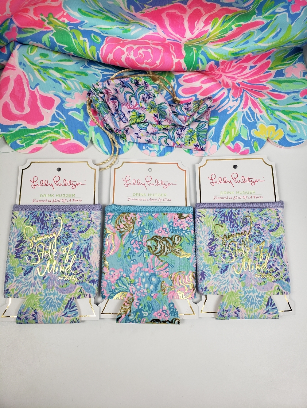 Lilly Pulitzer Set of 3 Multicolor Drink Huggers - Coastal Coquette Beachside